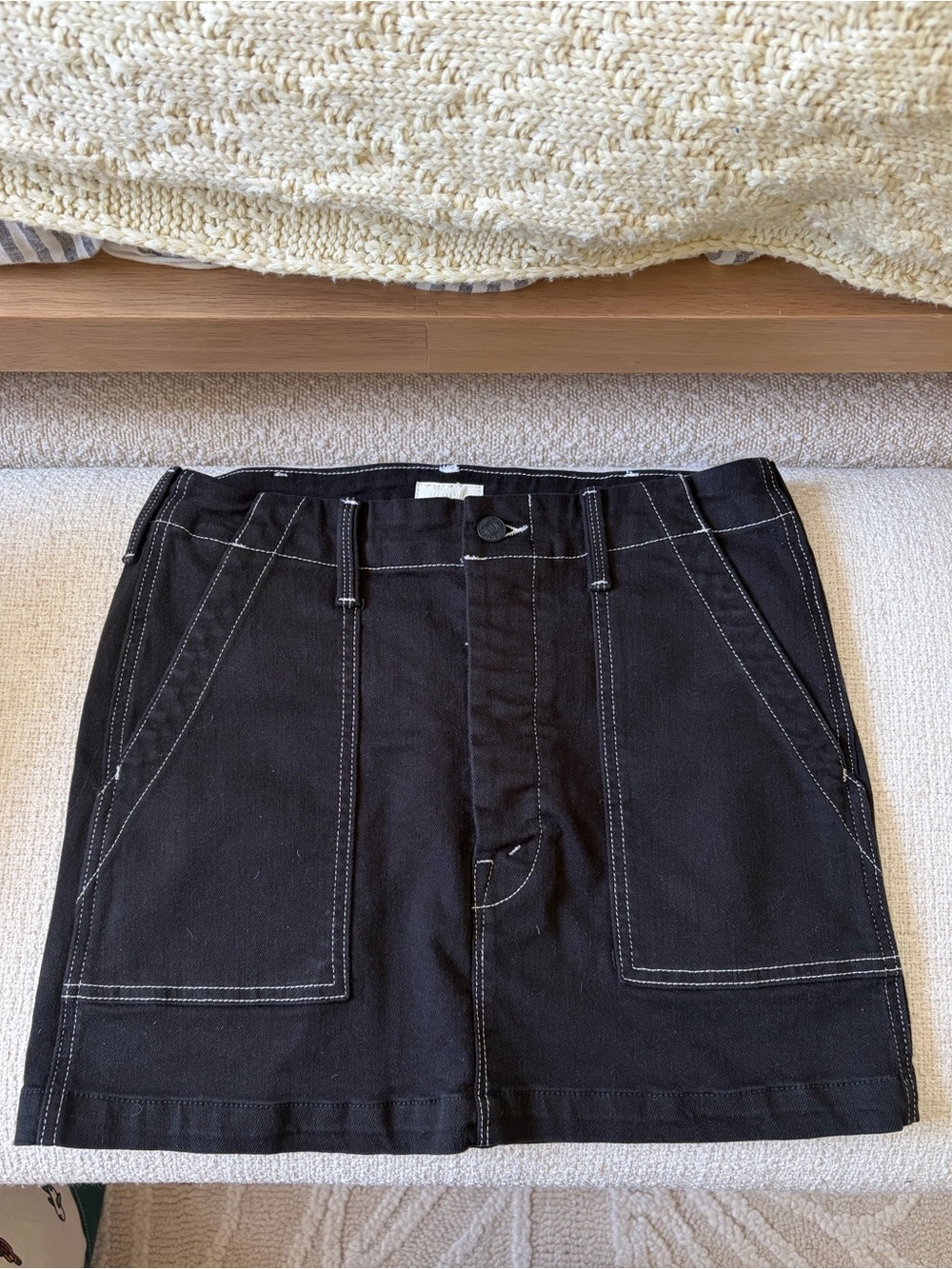 MOTHER Private Mini Skirt - Black Denim